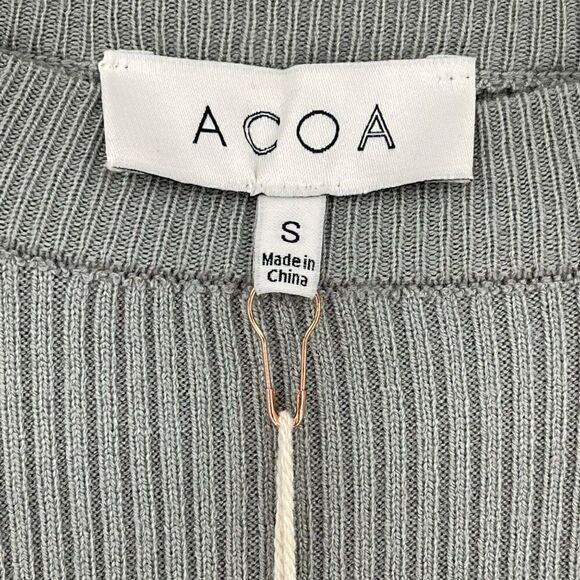 ACOA Collection Scrunch Side Ribbed Stretchy Bodycon Dress Sage Green Small - Picture 5 of 11